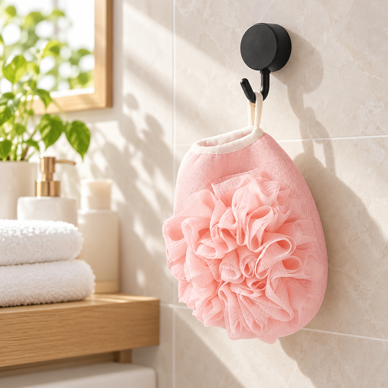 2pcs Bath Scrub Care Set with Bath Flower and Hook